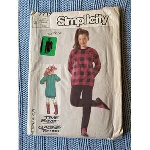 Simplicity 7719 Girls dress top leggings pattern